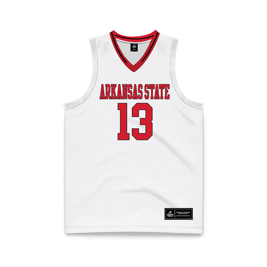 Arkansas State - NCAA Men's Basketball : Diggy Coleman - White Basketball Jersey-0