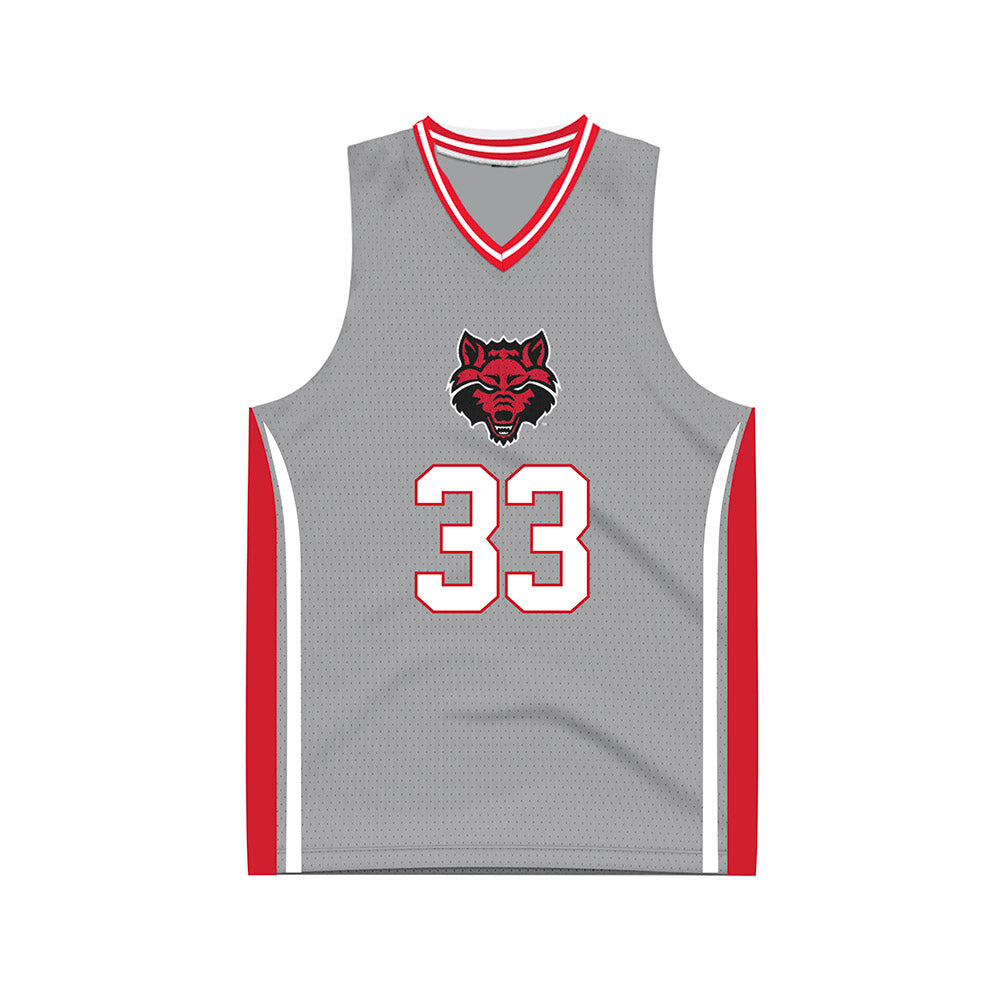 Arkansas State - NCAA Men's Basketball : Layne Taylor - Grey Basketball Jersey-0