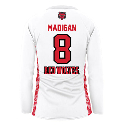 Arkansas State - NCAA Women's Volleyball : Erin Madigan - White Volleyball Jersey