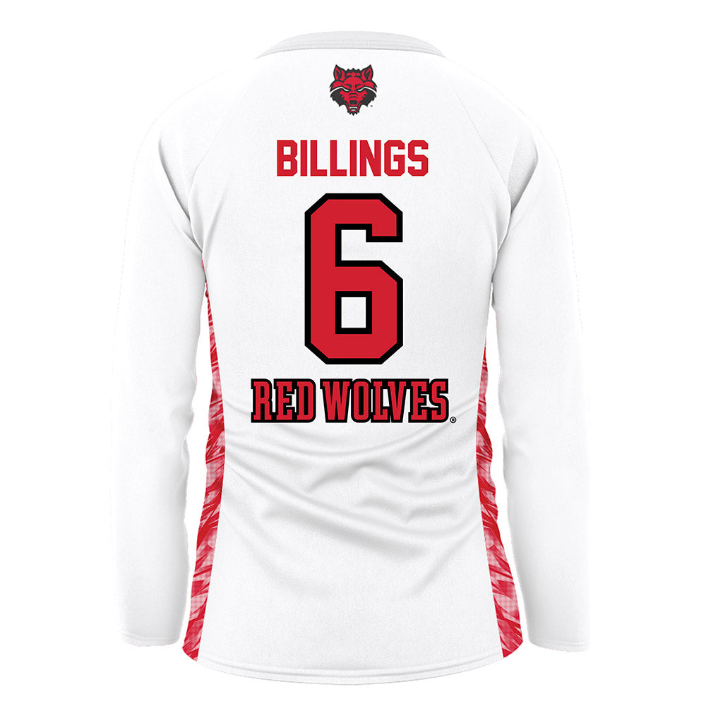Arkansas State - NCAA Women's Volleyball : Yazmyn Billings - White Volleyball Jersey