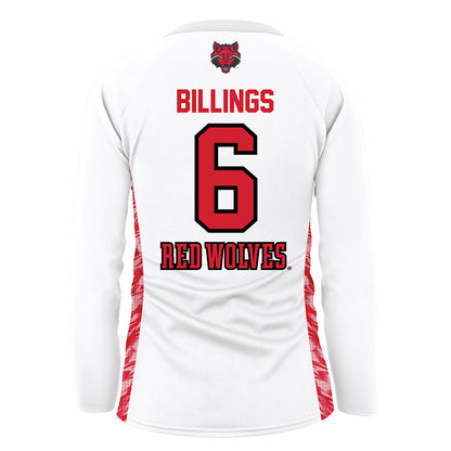 Arkansas State - NCAA Women's Volleyball : Yazmyn Billings - White Volleyball Jersey