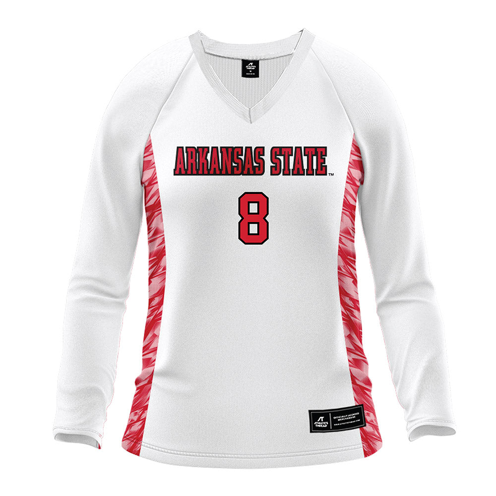 Arkansas State - NCAA Women's Volleyball : Erin Madigan - White Volleyball Jersey