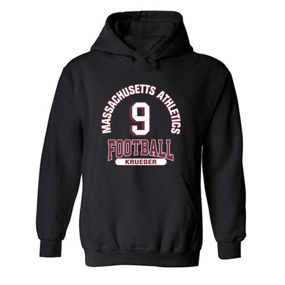 UMass - NCAA Football : Justin Krueger - Classic Fashion Shersey Hooded Sweatshirt-0