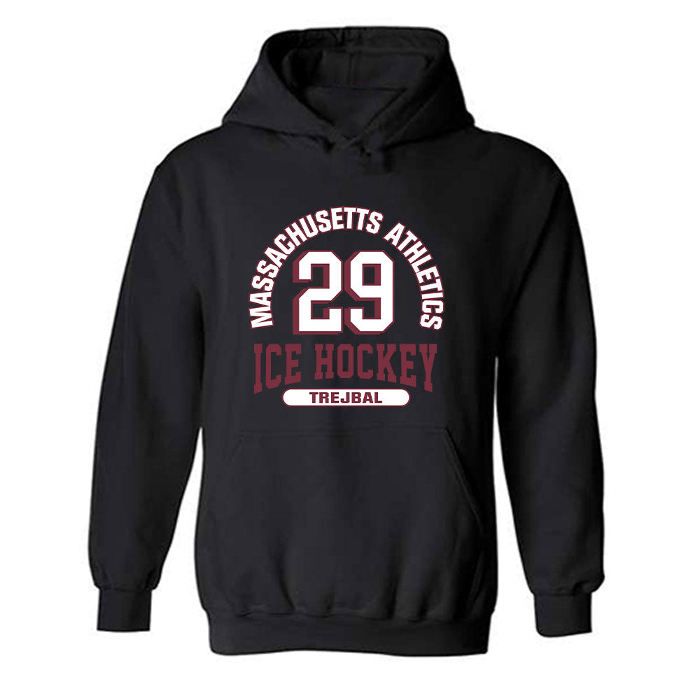 UMass - NCAA Men's Ice Hockey : Tobias Trejbal - Classic Fashion Shersey Hooded Sweatshirt-0