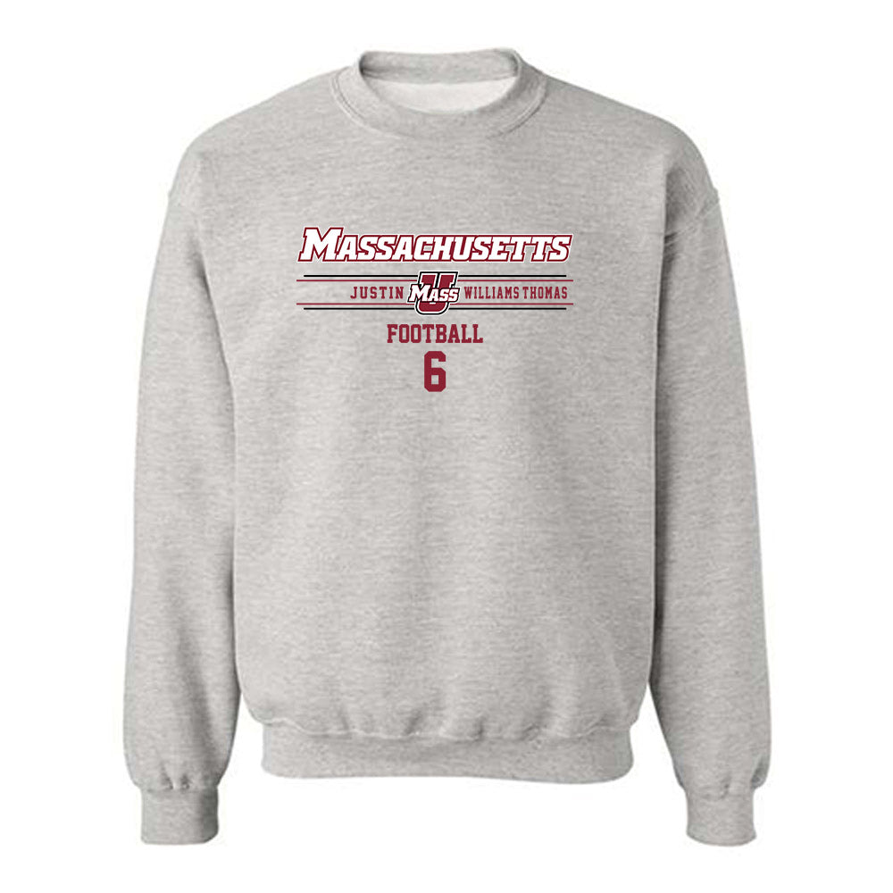 UMass - NCAA Football : Justin Williams-Thomas - Classic Fashion Shersey Crewneck Sweatshirt-0