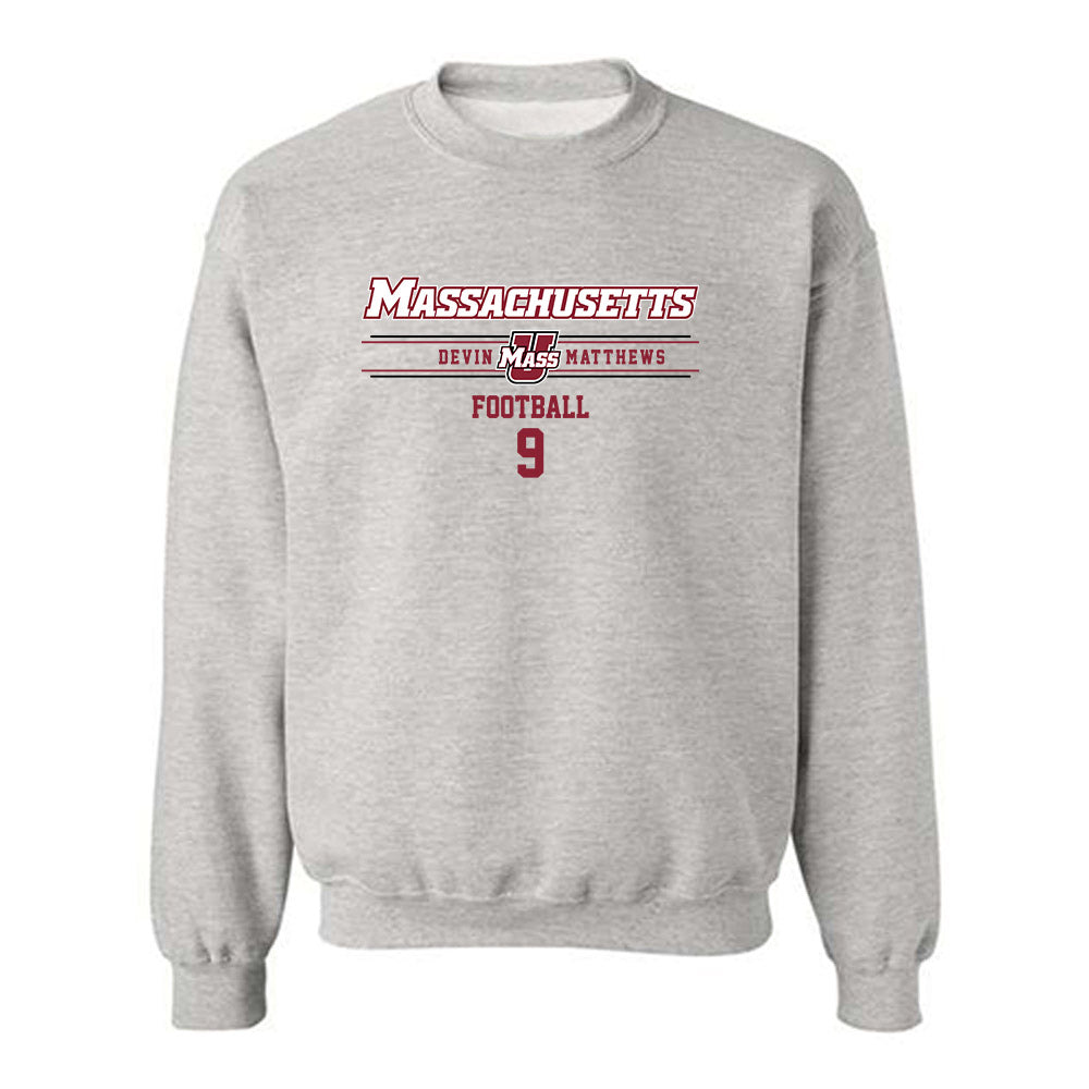 UMass - NCAA Football : Devin Matthews - Classic Fashion Shersey Crewneck Sweatshirt-0