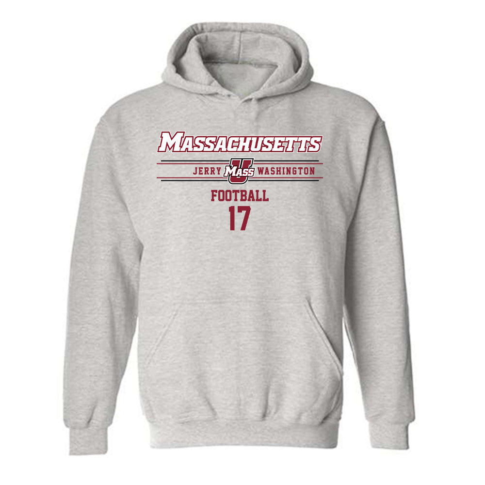 UMass - NCAA Football : Jerry Washington - Classic Fashion Shersey Hooded Sweatshirt-0