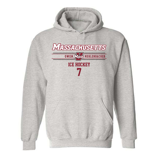 UMass - NCAA Men's Ice Hockey : Owen Mehlenbacher - Classic Fashion Shersey Hooded Sweatshirt-0