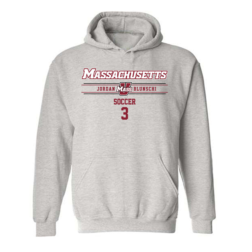UMass - NCAA Men's Soccer : Jordan Blunschi - Classic Fashion Shersey Hooded Sweatshirt-0