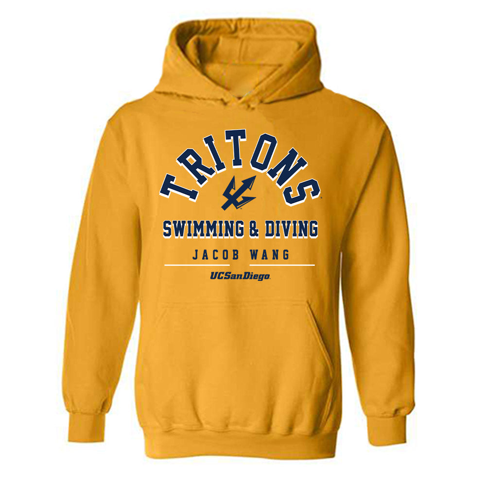 UCSD - NCAA Men's Swimming : Jacob Wang - Classic Fashion Shersey Hooded Sweatshirt-0