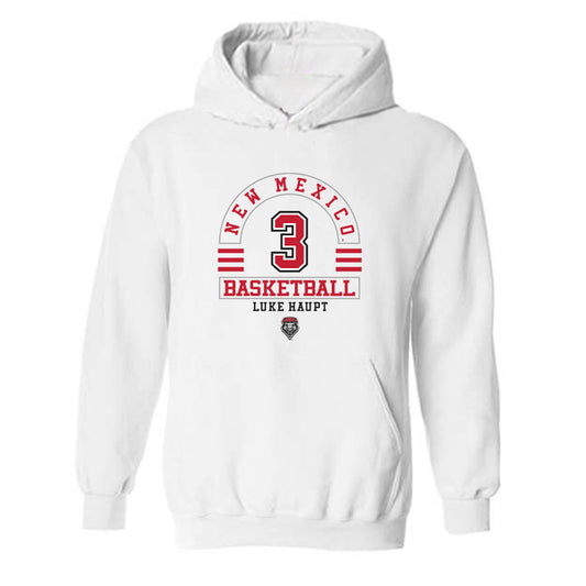 New Mexico - NCAA Men's Basketball : Luke Haupt - Classic Fashion Shersey Hooded Sweatshirt-0