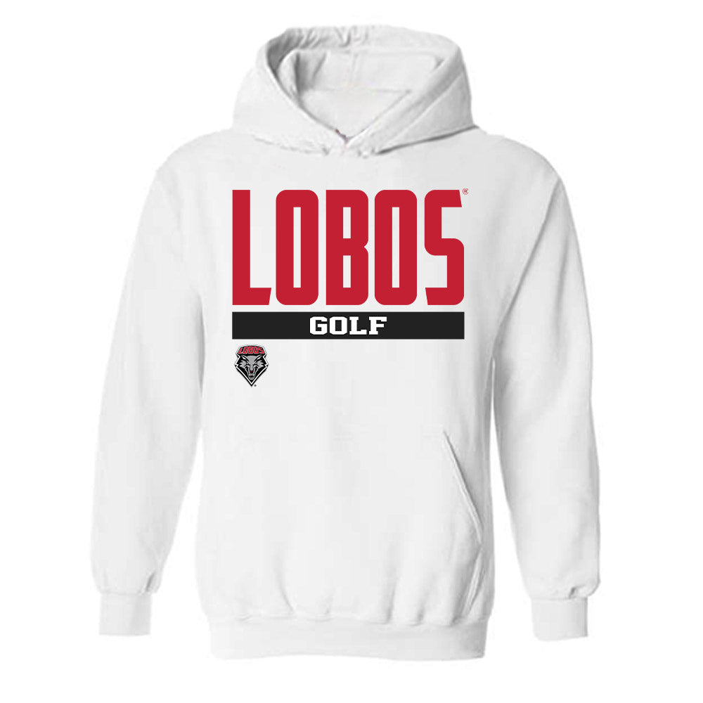 New Mexico - NCAA Men's Golf : Johnnie Clark - Classic Fashion Shersey Hooded Sweatshirt-0
