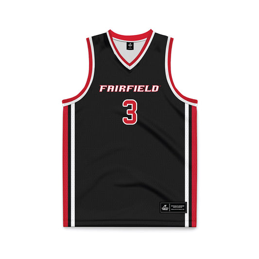 Fairfield - NCAA Men's Basketball : Jah Hatchett - Black Basketball Jersey-0