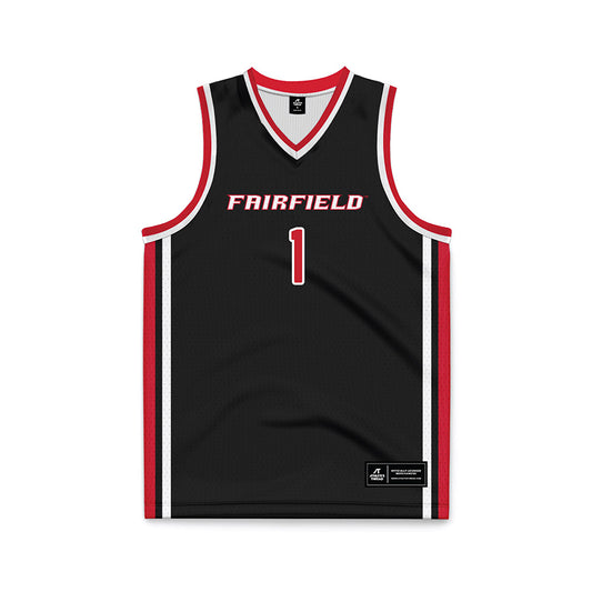 Fairfield - NCAA Men's Basketball : Deuce Turner - Black Basketball Jersey-0