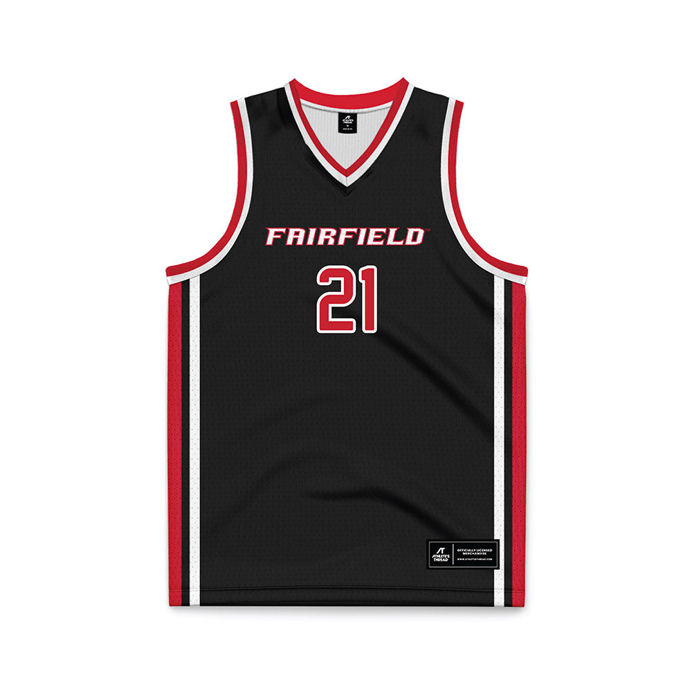 Fairfield - NCAA Men's Basketball : Tanner Ostop - Black Basketball Jersey-0