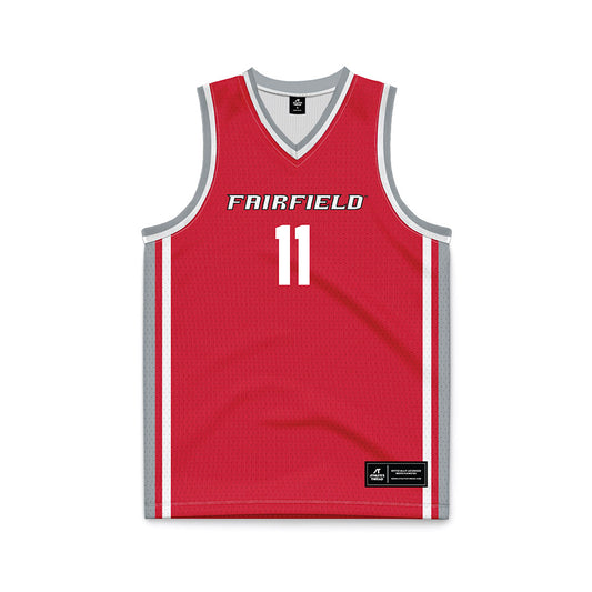 Fairfield - NCAA Men's Basketball : Halon Rawlins - Red Basketball Jersey-0