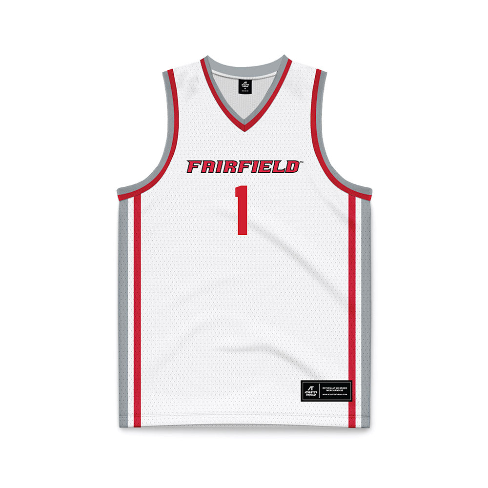 Fairfield - NCAA Men's Basketball : Deuce Turner - White Basketball Jersey-0