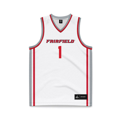 Fairfield - NCAA Men's Basketball : Deuce Turner - White Basketball Jersey-0
