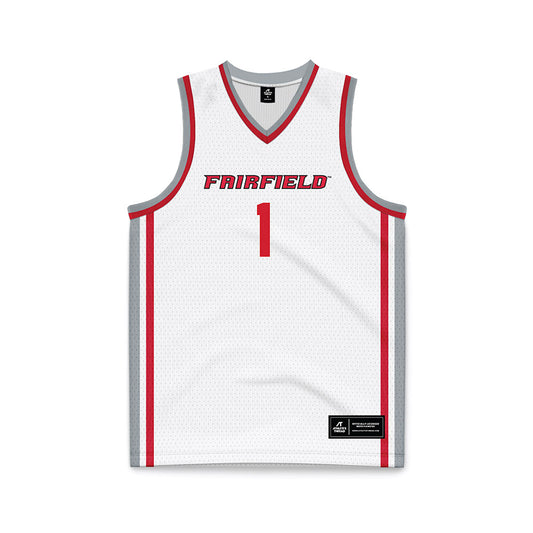 Fairfield - NCAA Men's Basketball : Deuce Turner - White Basketball Jersey-0