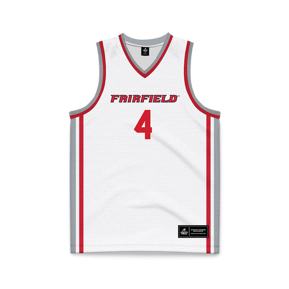 Fairfield - NCAA Men's Basketball : Halon Rawlins - White Basketball Jersey-0