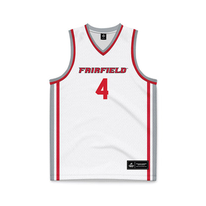 Fairfield - NCAA Men's Basketball : Halon Rawlins - White Basketball Jersey-0