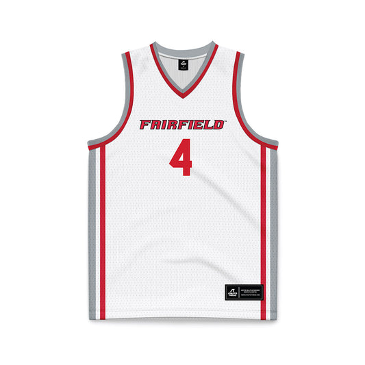 Fairfield - NCAA Men's Basketball : Halon Rawlins - White Basketball Jersey-0