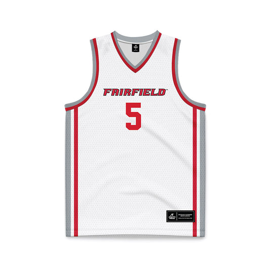 Fairfield - NCAA Men's Basketball : Nasir Rodriguez - White Basketball Jersey-0