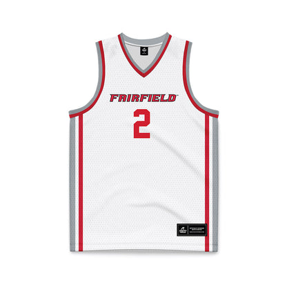 Fairfield - NCAA Men's Basketball : Nasir Rodriguez - White Basketball Jersey-0