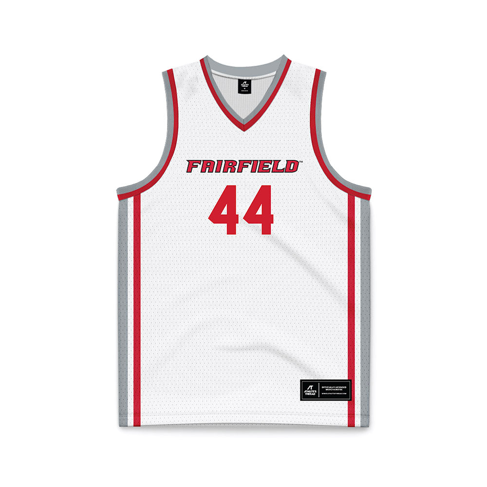 Fairfield - NCAA Men's Basketball : Declan Wucherpfennig - White Basketball Jersey-0