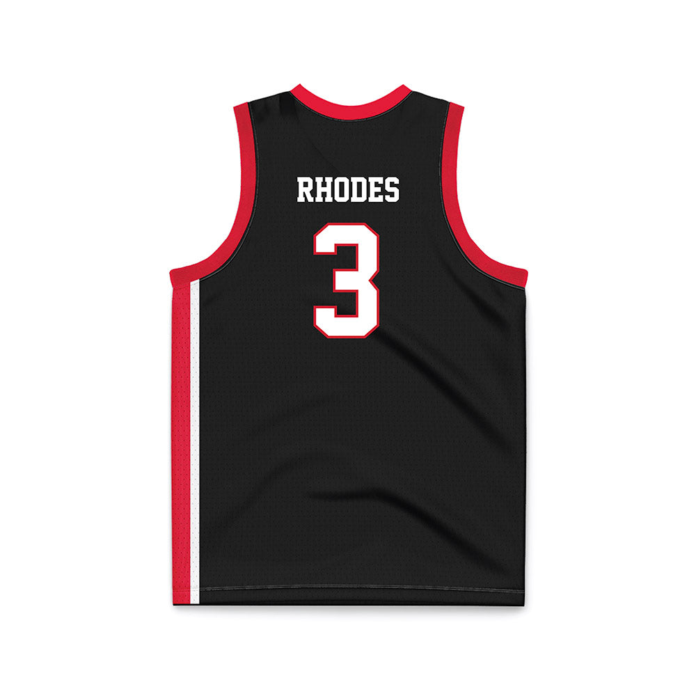 Fairfield - NCAA Women's Basketball : Addison Rhodes - Black Basketball Jersey-1