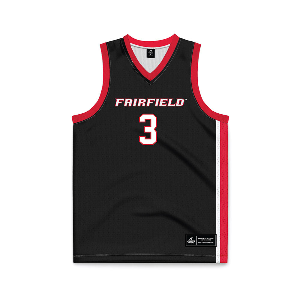 Fairfield - NCAA Women's Basketball : Addison Rhodes - Black Basketball Jersey-0