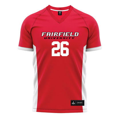 Fairfield - NCAA Men's Soccer : Elias Novina - Red Soccer Jersey-0