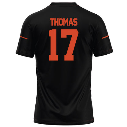 Campbell - NCAA Football : Malachi Thomas - Black Football Jersey-1
