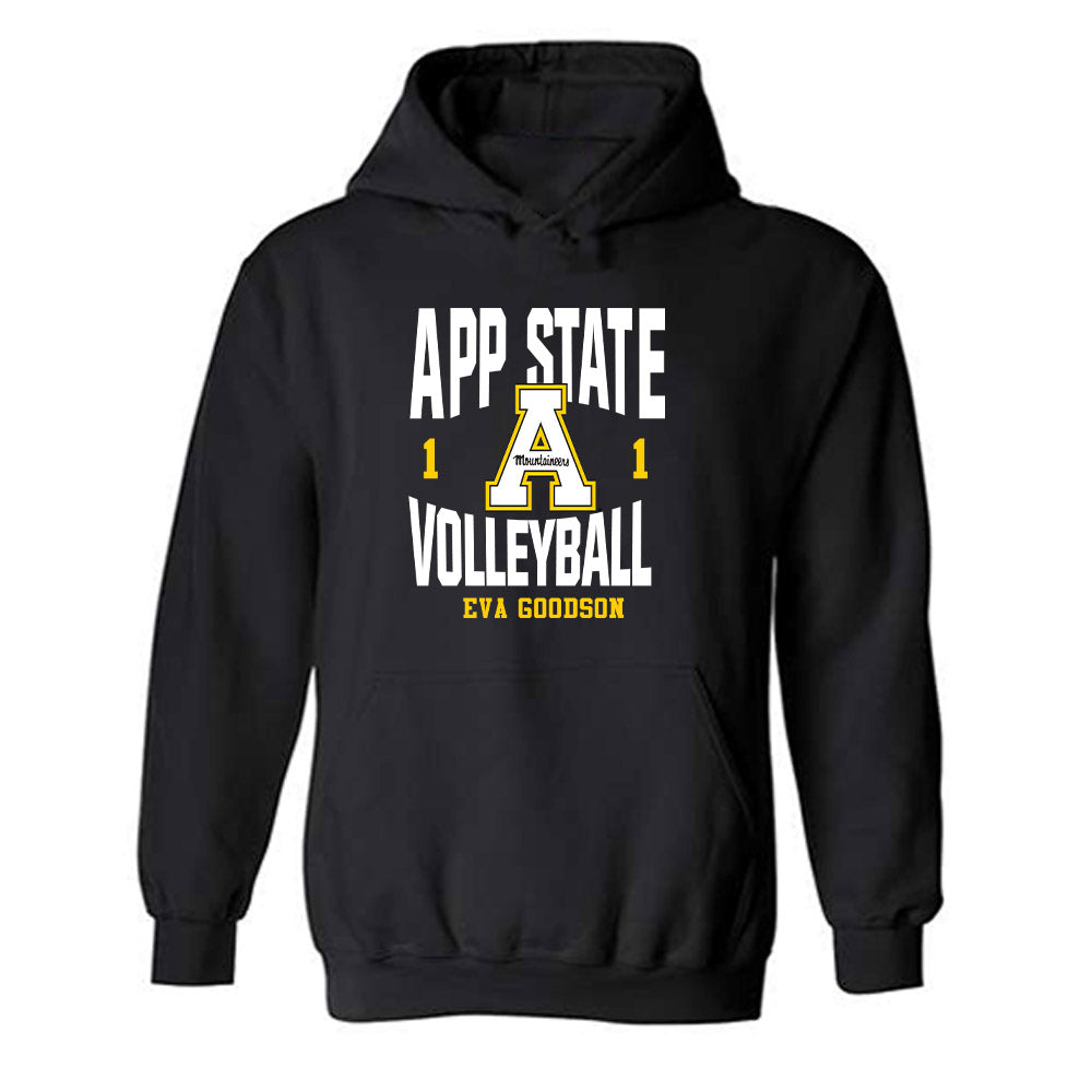 App State - NCAA Women's Volleyball : Eva Goodson - Fashion Shersey Hooded Sweatshirt-0