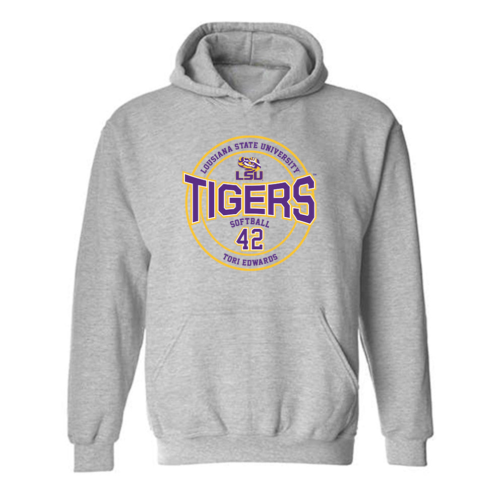 LSU - NCAA Softball : Tori Edwards - Classic Fashion Shersey Hooded Sweatshirt-0