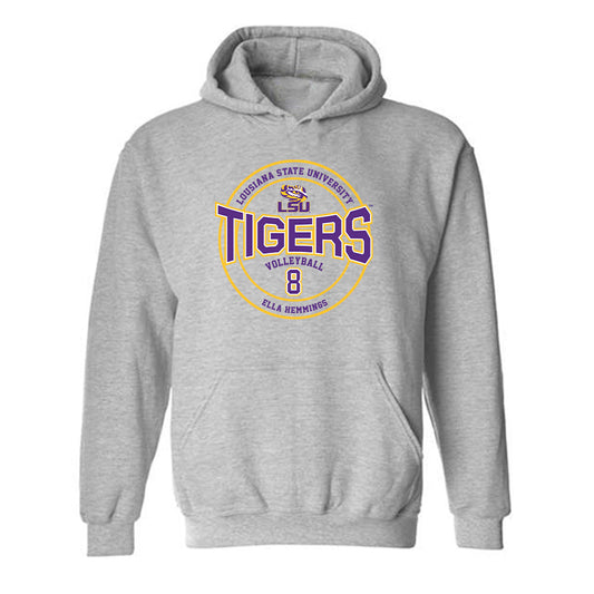 LSU - NCAA Women's Volleyball : Ella Hemmings - Classic Fashion Shersey Hooded Sweatshirt-0