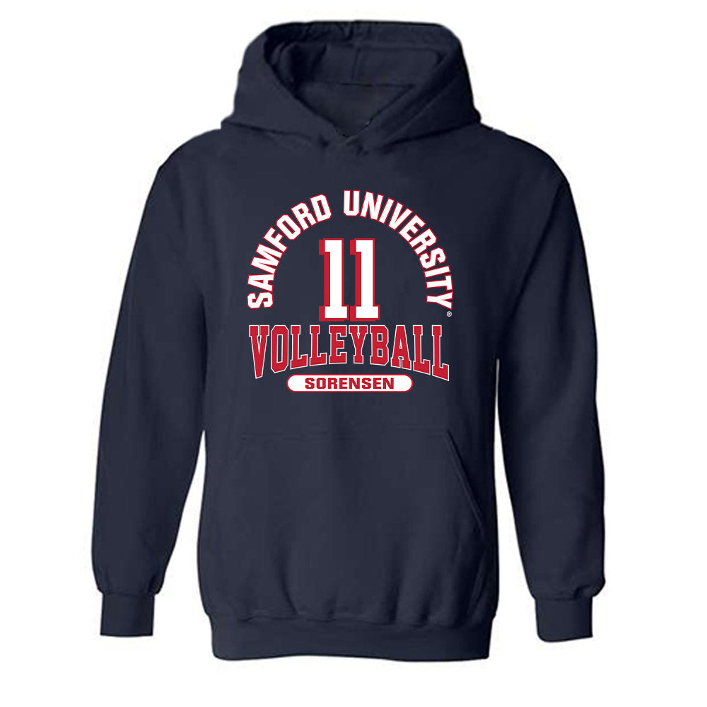 Samford - NCAA Women's Volleyball : Emma Sorensen - Classic Fashion Shersey Hooded Sweatshirt-0