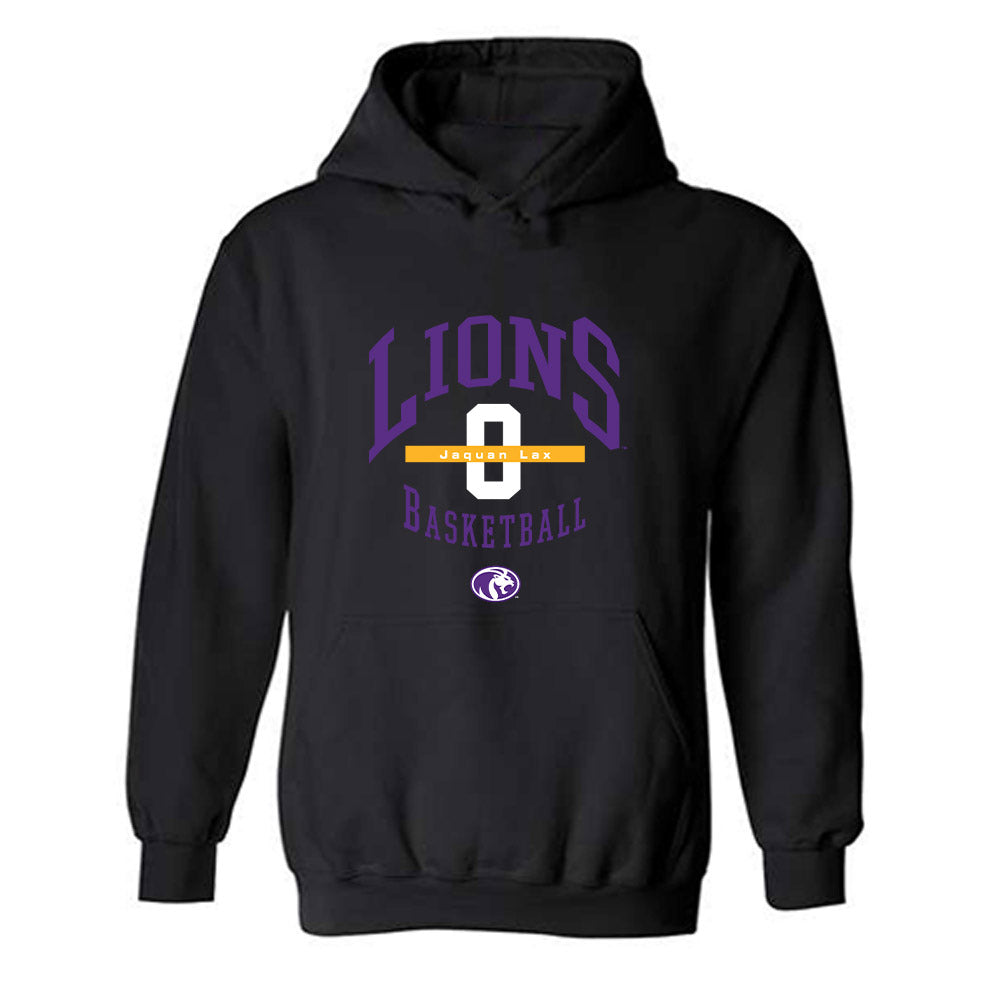 North Alabama - NCAA Men's Basketball : Jaquan Lax - Classic Fashion Shersey Hooded Sweatshirt-0