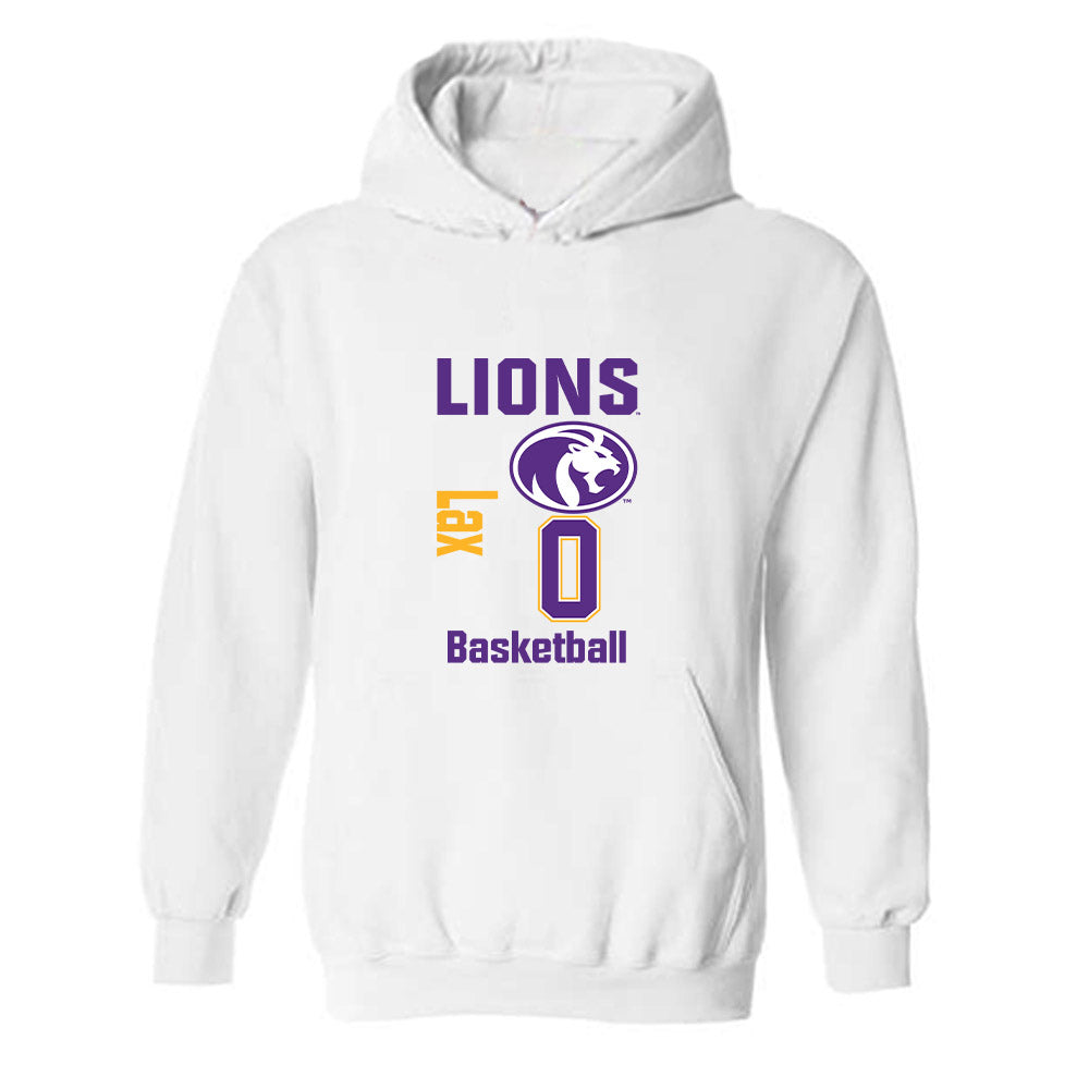 North Alabama - NCAA Men's Basketball : Jaquan Lax - Classic Fashion Shersey Hooded Sweatshirt-0