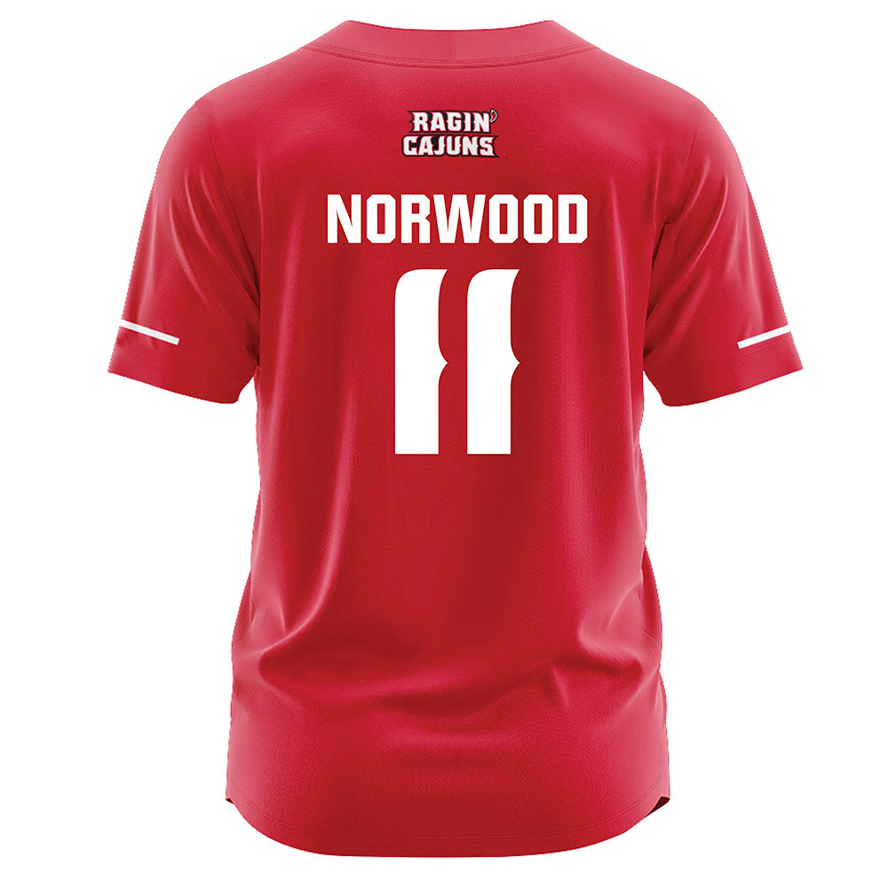 Louisiana - NCAA Softball : Mia Norwood - Red Jersey-1