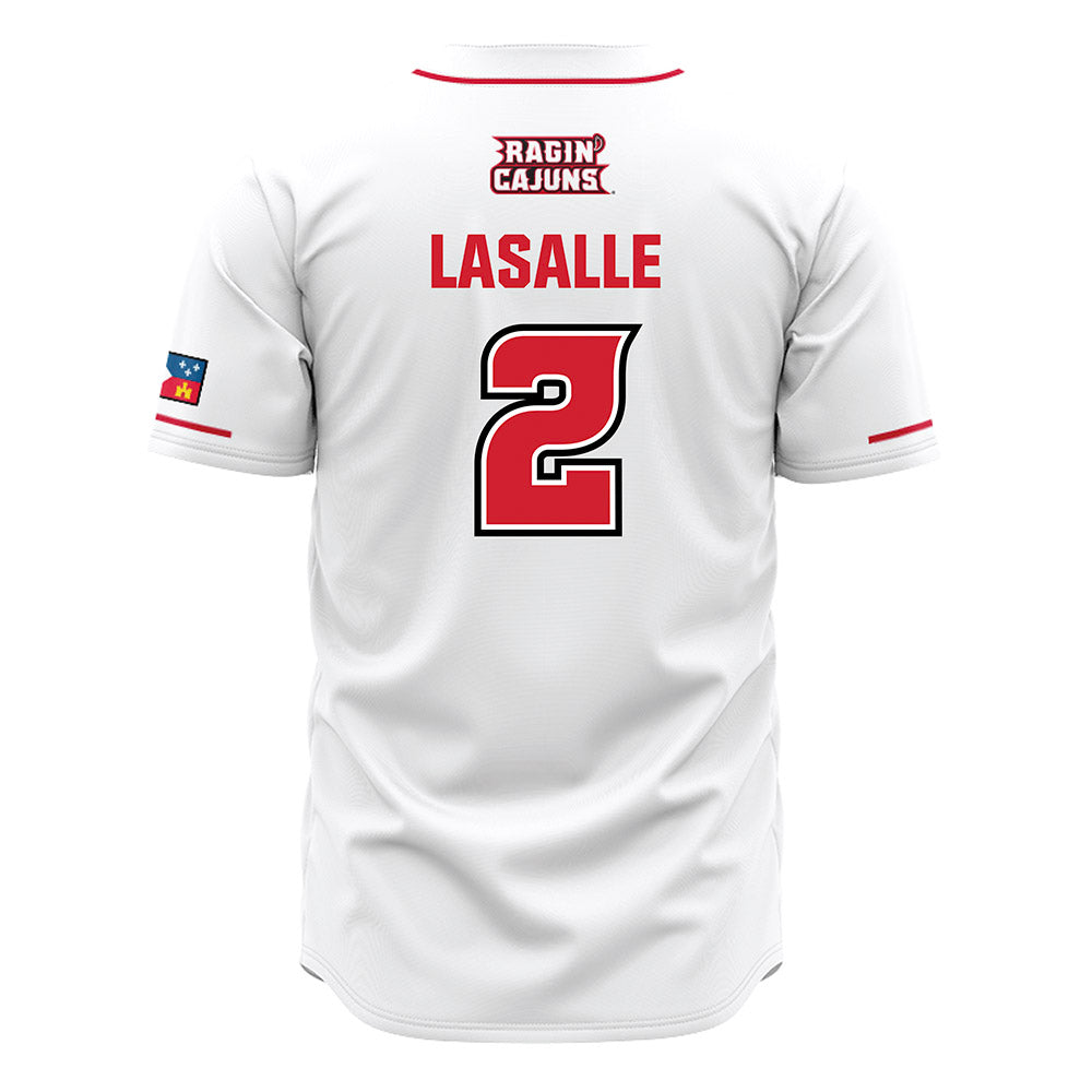 Louisiana - NCAA Baseball : Donovan Lasalle - White Jersey-1