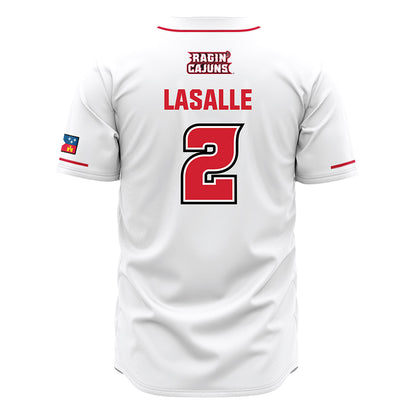 Louisiana - NCAA Baseball : Donovan Lasalle - White Jersey-1