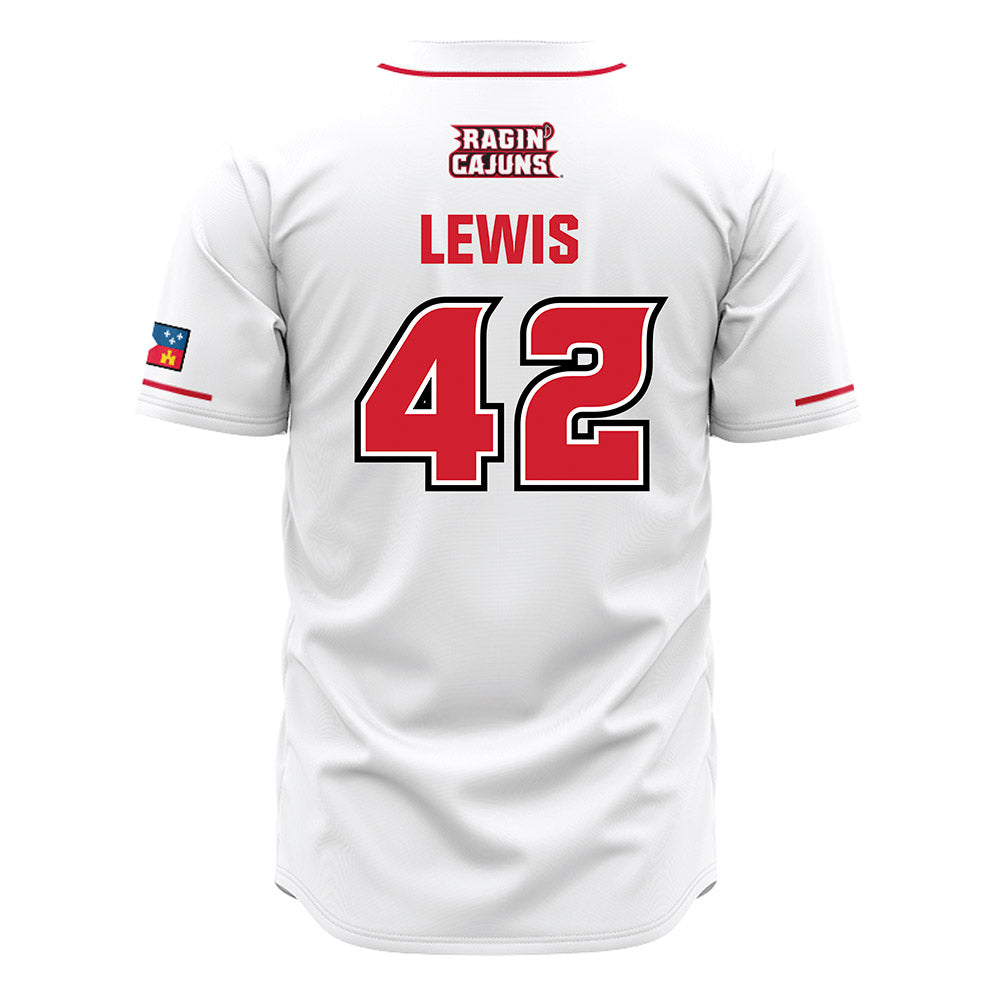 Louisiana - NCAA Baseball : Noah Lewis - White Jersey-1