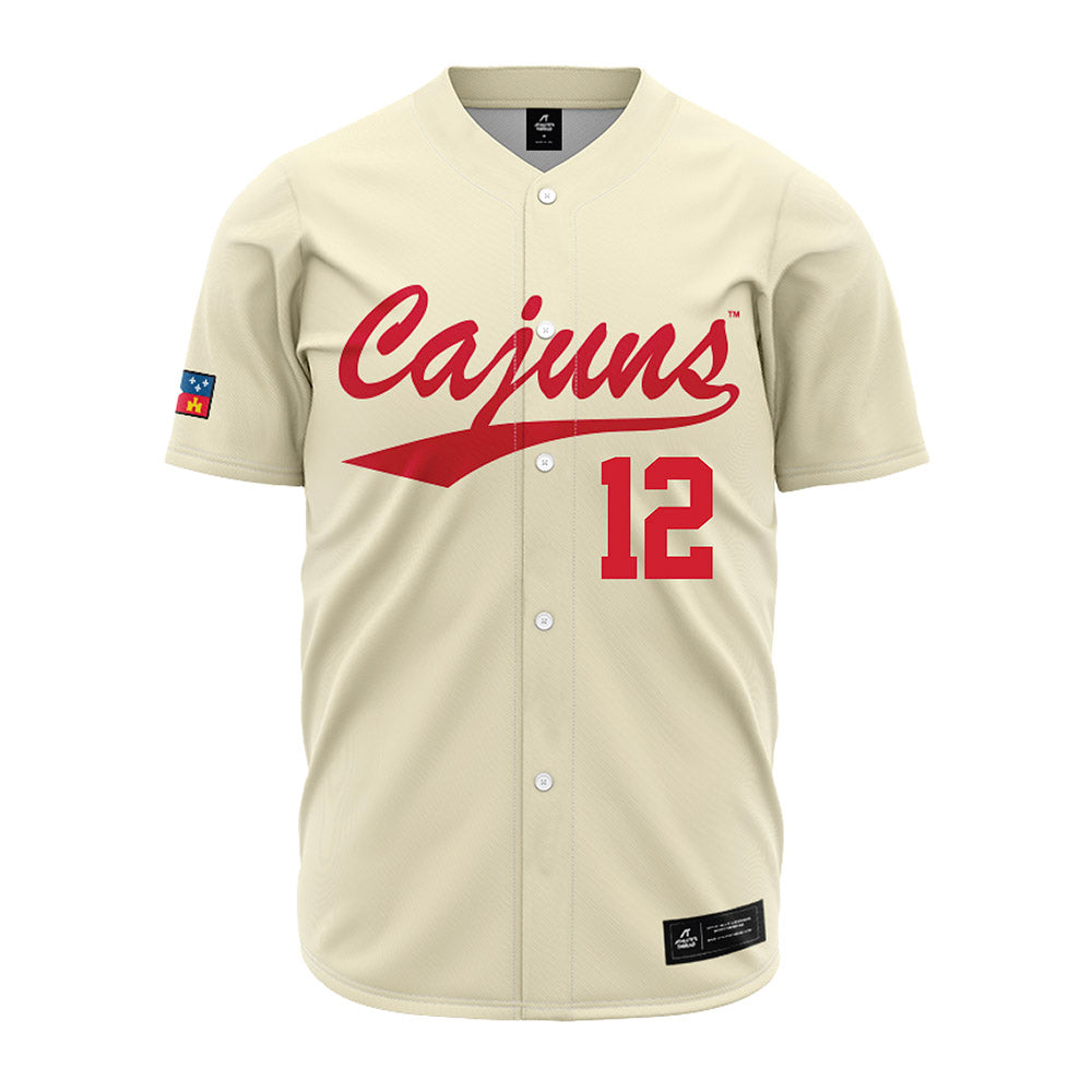 Louisiana - NCAA Baseball : Garret Carter - Cream Jersey-0