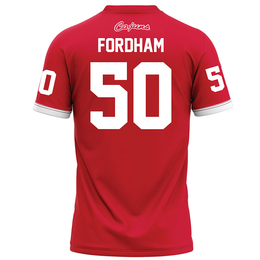Louisiana - NCAA Football : Cooper Fordham - Red Football Jersey-1