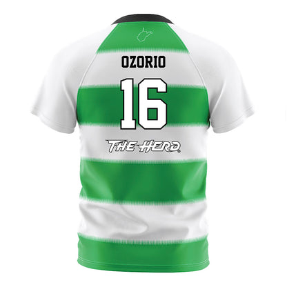 Marshall - NCAA Women's Soccer : Larissa Ozorio - Green Stripes Soccer Jersey-1
