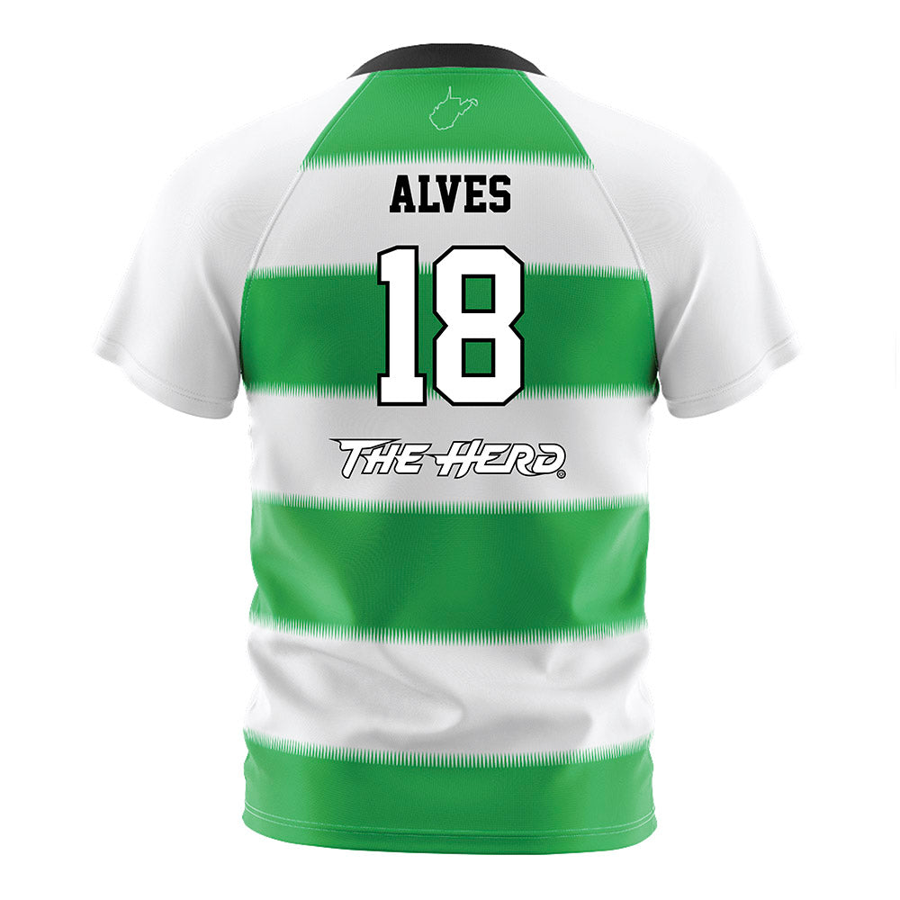 Marshall - NCAA Women's Soccer : Marcella Alves - Green Stripes Soccer Jersey-1