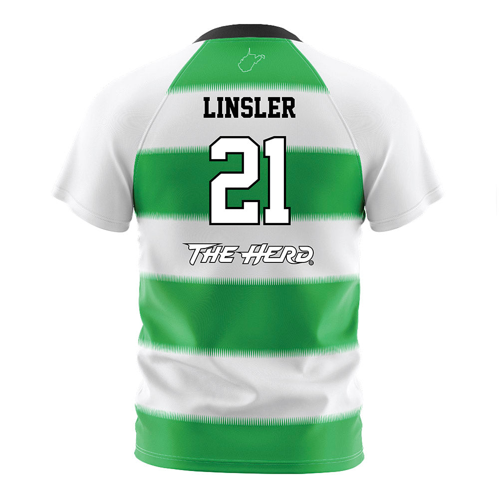 Marshall - NCAA Women's Soccer : Anna Linsler - Green Stripes Soccer Jersey-1