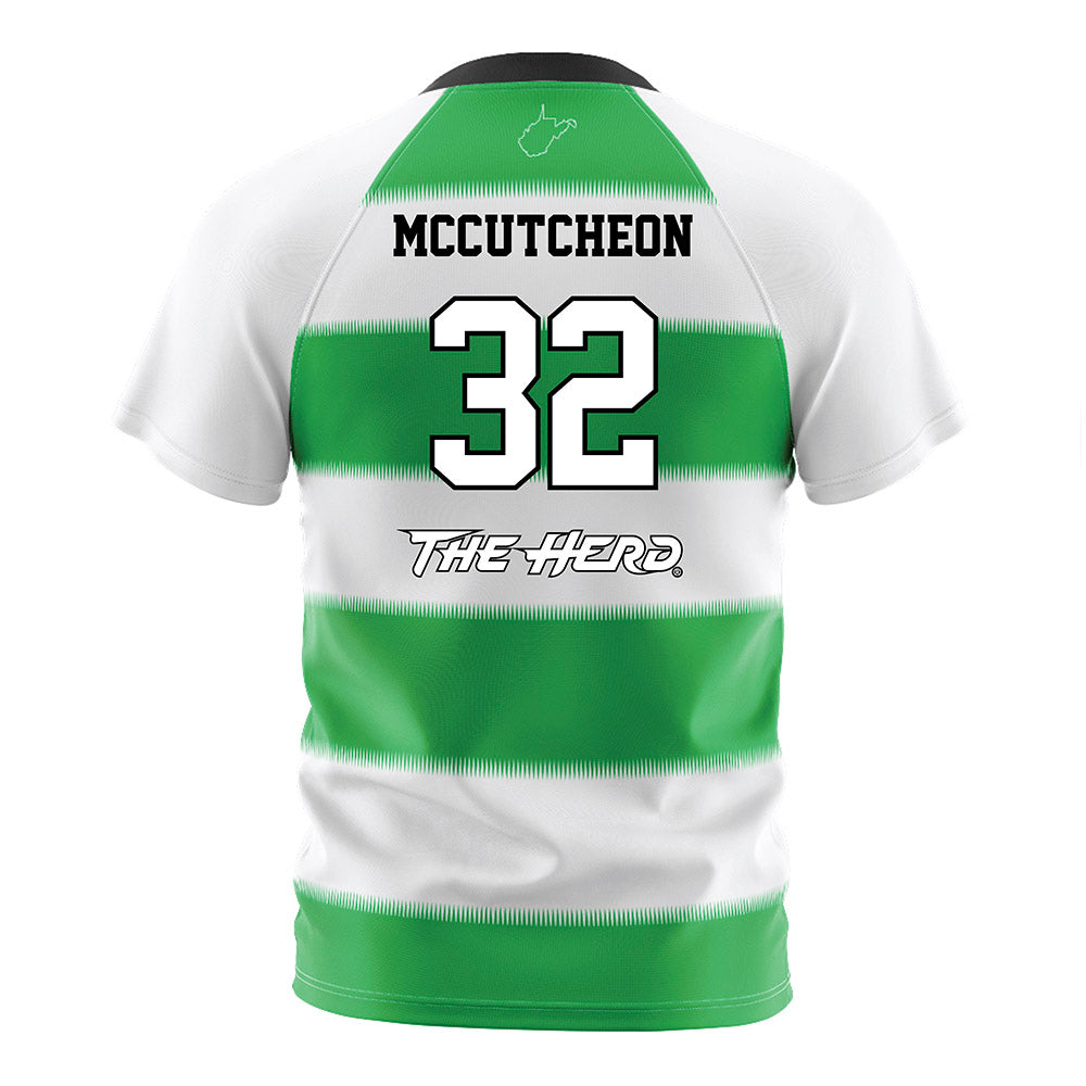 Marshall - NCAA Women's Soccer : Katie McCutcheon - Green Stripes Soccer Jersey-1