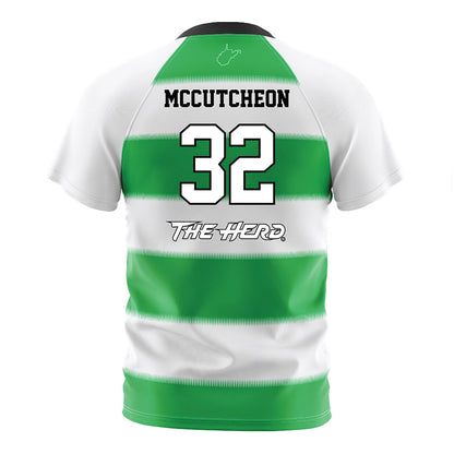Marshall - NCAA Women's Soccer : Katie McCutcheon - Green Stripes Soccer Jersey-1